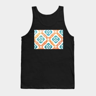 Gorgeous Portuguese tiles turquoise and orange stencil effect Tank Top